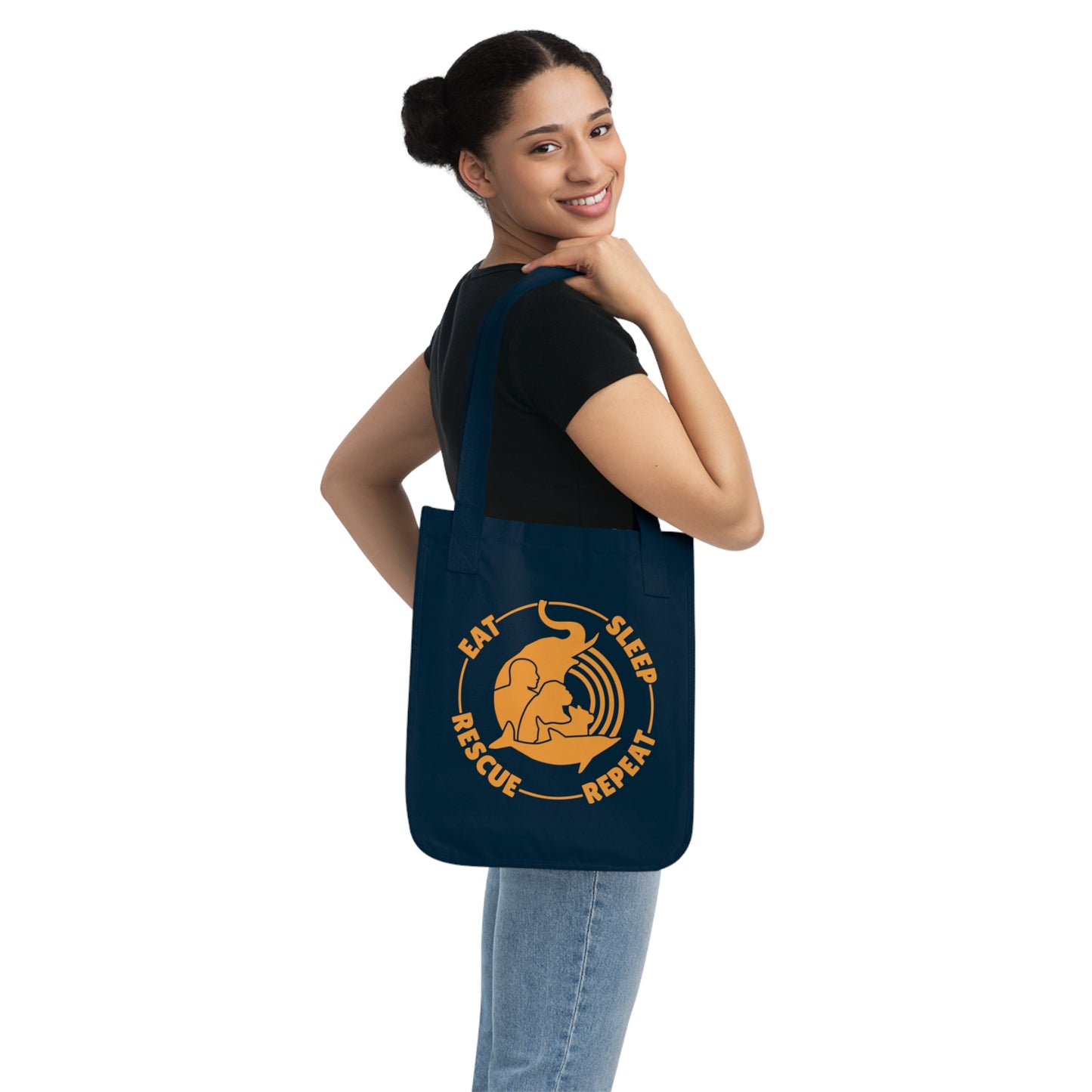 "Eat, Sleep, Rescue, Repeat" Organic Canvas Tote Bag