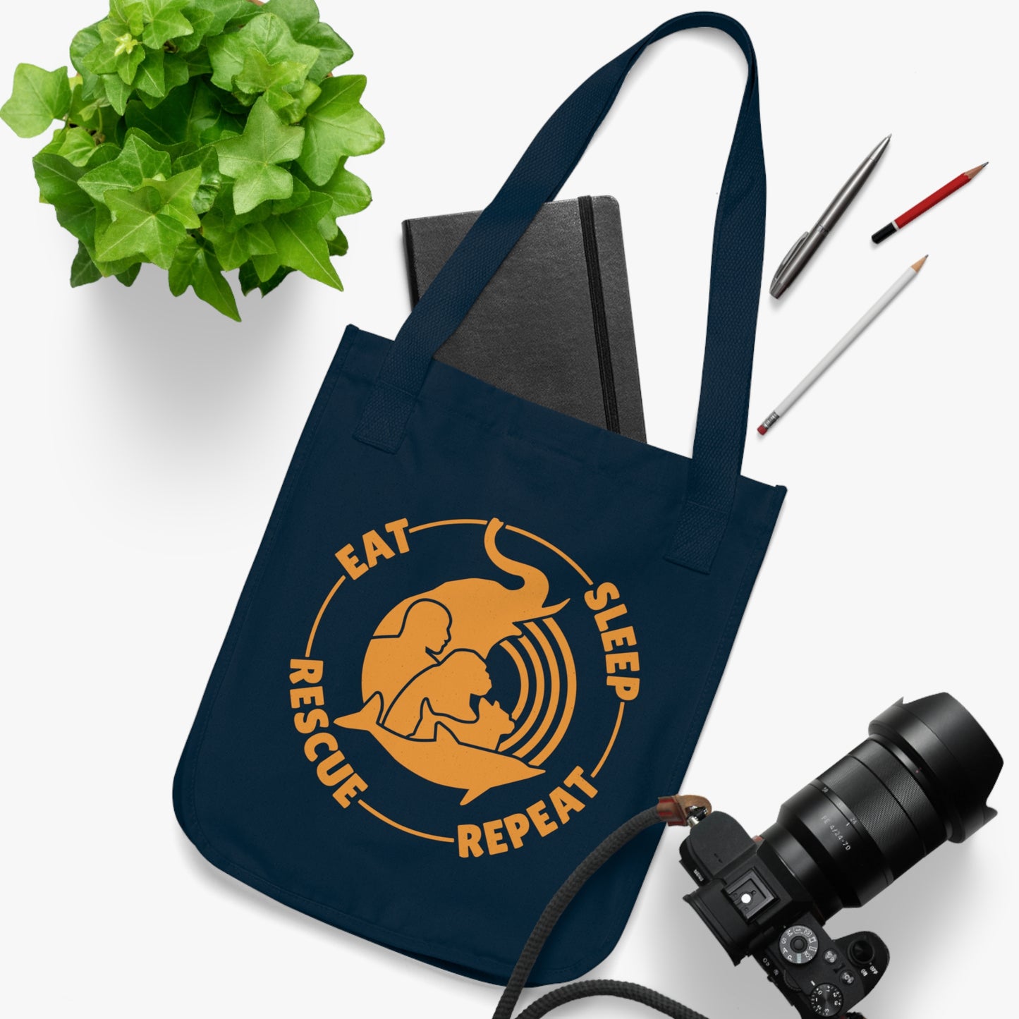 "Eat, Sleep, Rescue, Repeat" Organic Canvas Tote Bag