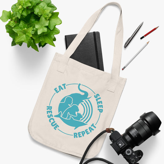 "Eat, Sleep, Rescue, Repeat" Organic Canvas Tote Bag