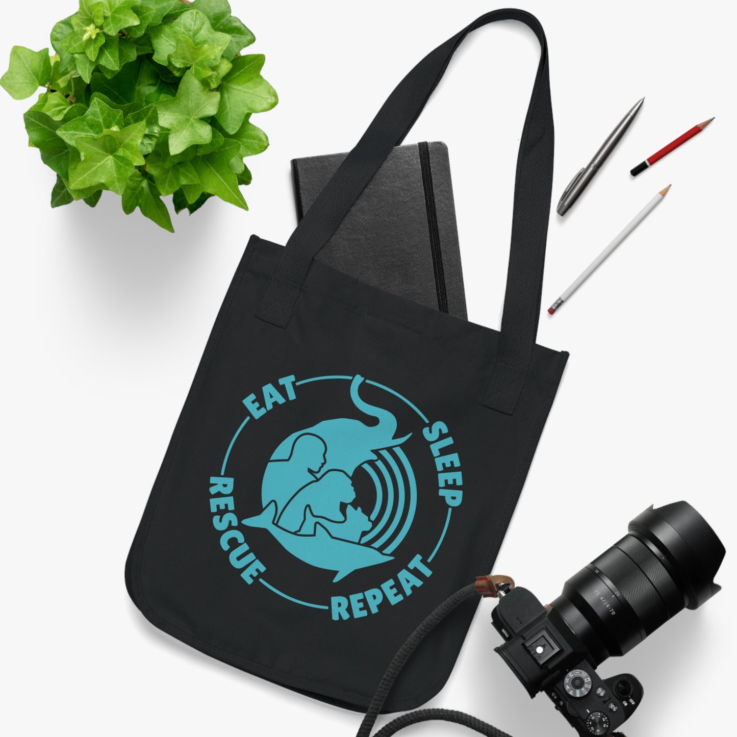"Eat, Sleep, Rescue, Repeat" Organic Canvas Tote Bag