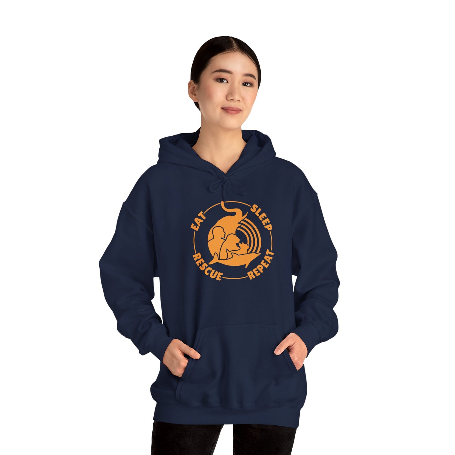 "Eat, Sleep, Rescue, Repeat" Unisex Heavy Blend™ Hooded Sweatshirt