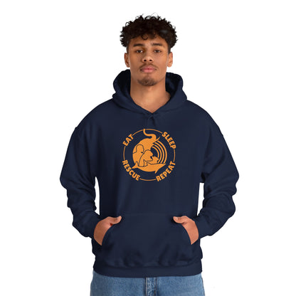 "Eat, Sleep, Rescue, Repeat" Unisex Heavy Blend™ Hooded Sweatshirt